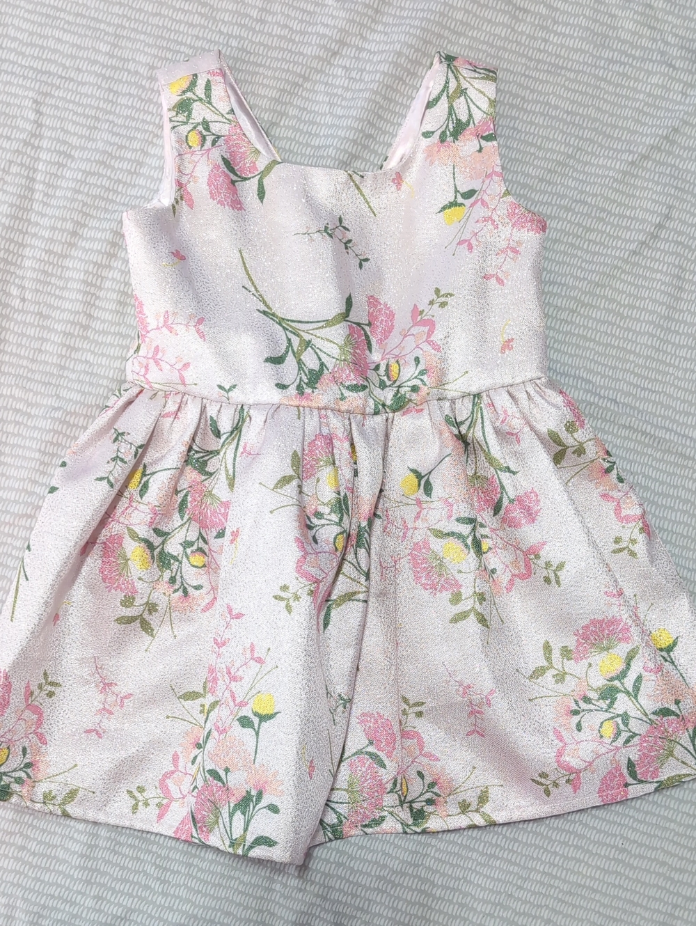 EUC The Children's Place Pink Floral Glittered dress Bow Size 2T Q12